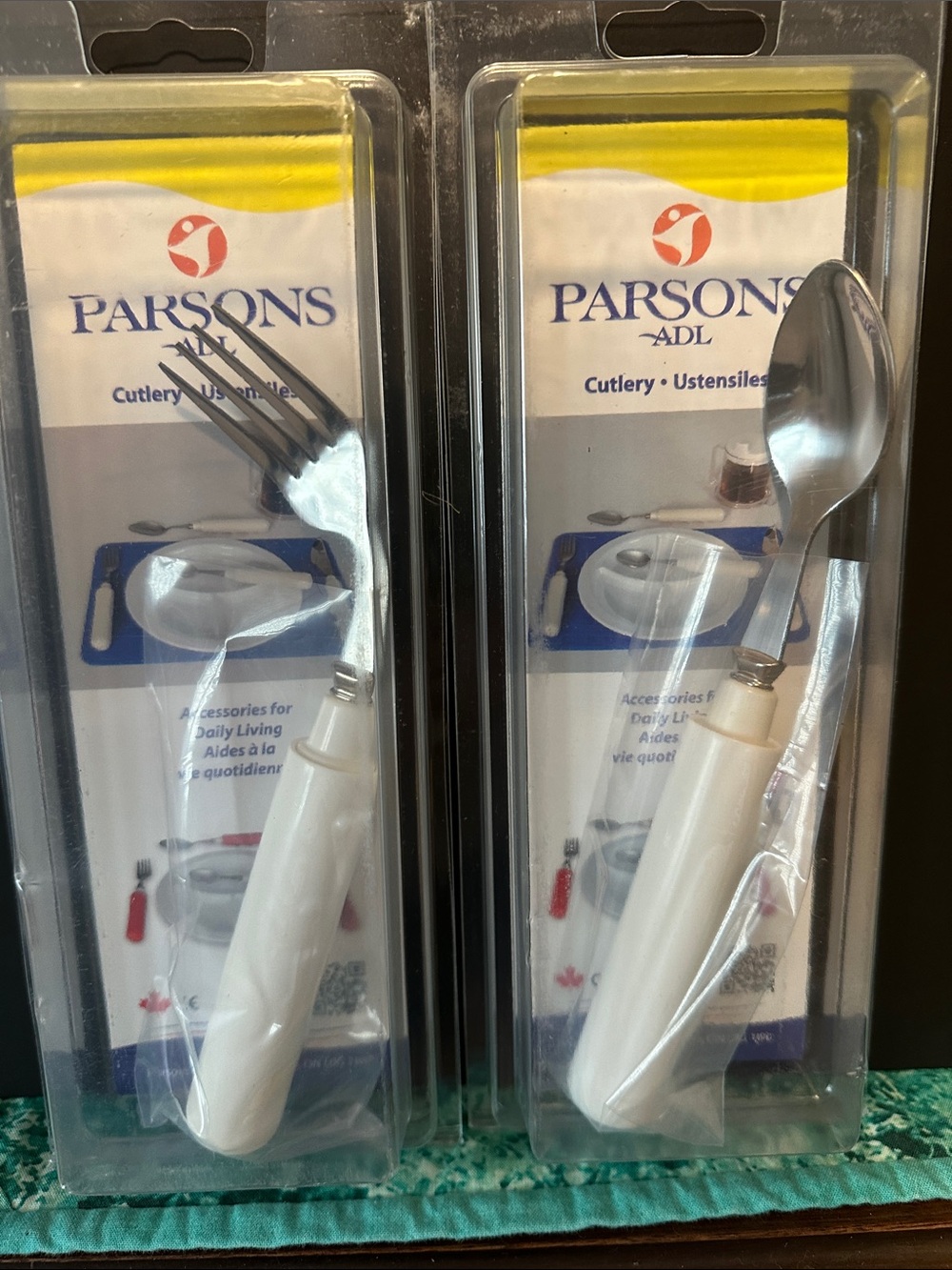 White Adaptive Cutlery Set - Spoon and Fork Parsons ADL